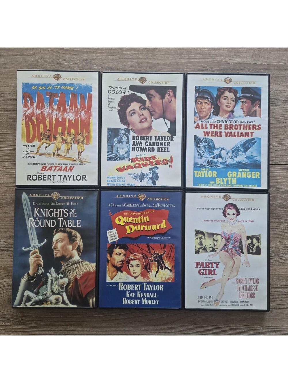 Robert Taylor 6-DVD Lot Warner Archive Bataan Party Girl Knights Round Table